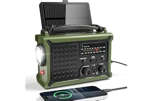 Mesqool Wind Up Radio with Solar & Hand Crank Charging, AM/FM Emergency Radio with 12000mAh Rechargeable Battery, 8500mm² Large Solar Panel, 5W Flashlight & 120dB Emergency SOS for Camping, Hiking