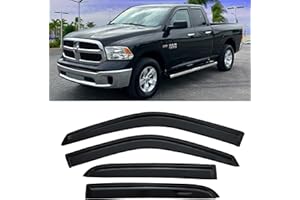 TONOYTIM Fenstervisiere, Regenschutz, Windabweiser für Dodge Ram 1500 Crew Cab, 2010–2022 Ram 2500/3500 Crew/Mega Cab, 2019–22 Ram 1500 Classic Crew Cab Dark 94109, 4-teiliges Set