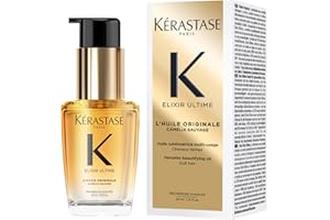 KERASTASE Kérastase Elixir Ultime Hair Oil, Nourishes Dull Hair, For All Hair Types, Strengthens and Protects Hair From Heat, With Argan and Camellia Oil, L'Huile Originale