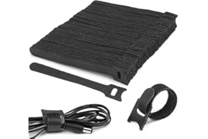 O-Kinee 150 Stück Kabel Klettband, 150 x 12 mm Kabelbinder Schwarz Klettverschluss Selbstklebend Kabelbinder Wiederverschließbar mit Hochwertigem Nylonmaterial (150 Stücke)