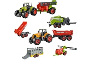 ISO TRADE Farm Coffret Jeu 6 engins agricoles Jouets Enfants tracteurs remorques