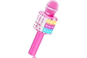 Avaxtt Microfono Karaoke per Bambini, Microfono Bluetooth Altoparlante, Regalo di compleanno per Bambina 3-12 Anni, Karaoke Wireless Giocattolo con Cambio Voce, Ideale per Feste e Giochi Musicali