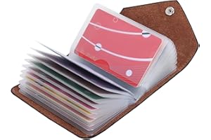 IHIGOGOFA Credit Card Holders Soft Genuine Leather Compact Wallet ID Bank Card Case Purse 20 Thickening Durable Plastic Insert Sleeves