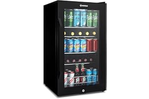 Subcold ACE100 Under Counter Drinks Fridge 95L with Glass Door | Auto Defrost Lockable Wine Fridge with LED, Fan Cooling & Touch Control | Beverage Cooler for Home Bar, Office, Kitchen