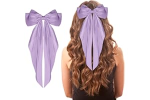 WLLHYF Pasadores de lazo grande de cola larga con lazo francés, pinzas para el pelo de satén suave y sedoso, clips de lazo de metal, accesorios de los años 90 para fiestas, mujeres y niñas