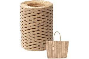 DJOWYH Raffia Ficelle en papier raphia - Ruban en raphia naturel - Pour emballer des cadeaux de Saint-Valentin, des projets d'artisanat, décoration, tissage et jardinage - 150 m