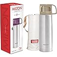 Milton Glassy 500 Thermosteel Vacuum Insulated Double Walled Flask with Drinking Cup lid & Jacket, 500 ml Water Bottles, 24 Hours Hot & Cold, Easy to Carry,Rust Proof, Tea, Coffee, Travel Bottle, Grey