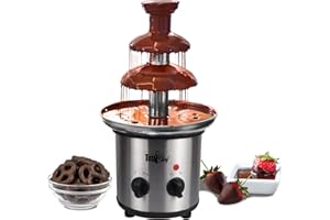 KOOLATRON Total Chef Macchina elettrica per fonduta di cioccolato a 3 livelli, capacità 0,7 kg, facile da montare, perfetta per la fusione di cioccolato, formaggio, salsa barbecue, ranch, liqueuer, feste e
