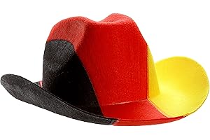 Chapeau de cowboy pour fan de la Coupe du monde d'Europe - Taille unique - Noir/rouge/or