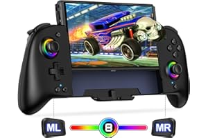 HASACOOL Switch Controllers, Hall Effect Joystick (No Drift) Switch Joycon for Nintendo Switch/OLED, Full-Size Grip One-Piece Switch Pro Controller with RGB/Programmable. Ideal for Handheld Mode