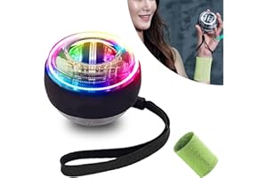 Gyroskopischer Handtrainer mit LED Licht: HOMURY Autostart Gyroball mit Sportarmband, Gyroskope für Handübungen, Kraftvoller Handgelenk-Trainingsball für Training der Hand und Armmuskulatur