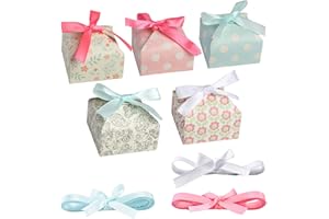 Surflyee Cajitas Regalo,20 Piezas Caja de Regalo con Cinta, Caja de Regalo de Pastel, Caja de Regalo Decorativa,Úselo para Postres, Caramelo,Bodas, Navidad,Bautismo de Bebé, Regalo de Eid al-Fitr