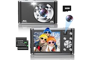 LECRAN Digital Camera,4K Autofocus Compact Camera with 32G SD Card and Dual Camera,HD 48MP with 2.8" Large Screen, 16X Digital Zoom Kids Digital Camera with 2 Batteries,Vlogging Camera for Beginners
