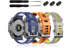 EZMVZKU 26mm Silicona Bracelet para Garmin Fenix 7X Pro/Fenix 6X Pro/Fenix 5X Plus/Fenix 3 HR, QuickFit Correa de Recambio Deportivo Bracelets para Tactix 7 Pro/Enduro 2/Descent Mk2i