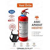 &Uuml;nalgrup 1 kg Ara&ccedil; Yangın T&uuml;p&uuml; KKT ABC Kuru Kimyevi Tozlu, Askı Aparatlı, Kırmızı, T&Uuml;VT&Uuml;RK Uyumlu, Oto Muayene, İş Yeri ve De