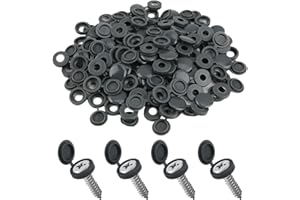 ICYWINK 100 pcs Tappi Coprivite Incernierato Tappi a Vite Piega in Plastica per Numero 6/8 Viti per Decorazione di Mobili, Decorazione da Parete, Armadi (Nero)