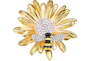 FOCALOOK Broche Femme Pins Bijoux Brooch Animal avec Strass Brillant/Perle d'Imitation Blanche Accessoire Parfait de Vêtement/Costume