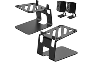 ‎VAYDEER Vaydeer Metalowy stojak na głośniki na biurko, 1 para, specjalny design uchylny, metalowy stojak na głośniki komputerowe - czarny