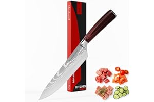 Matakumi Coltelli da Chef 20 cm Lama - Coltello da Cucina con Manico in Legno, Coltello Multiuso per Cucina, Coltello Chef Knife, Coltello Cucina Stil Giapponese, Ultra Affilato Acciaio Inossidabile