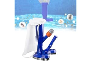 DVONE Aspirador de Piscina, Sin callejón sin Salida Aspiradora Mini Jet para Piscinas Anticorrosión con Cepillo con Cepillo y Bolsa de Malla para bañera de Fuente de Estanque de SPA, Azul