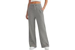 Neteson Pantalones de Yoga Mujer Cintura Alta Pantalones Chándal Anchos con Bolsillos Pantalones de Pierna Ancha Elástico Casual Pantalones de Entrenamiento Deportivos para Petite Jogging Fitness