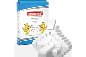 POWOBEST 100 Stück Schmutzradierer Zauberschwamm, Premium Reinigungsschwamm Radierschwamm aus Melamin Schwamm Weiß Multifunktions-Putzschwamm für Haushalt, Küche, Bad, Wand, Schuhschwamm Ohne Chemie