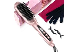 LANDOT Cepillo Eléctrico Alisador de Pelo: Cepillo Plano Para Alisar con Calor - Cepillo Alisador de Cerámica con Tecnología Iónica - Temperatura regulable 120°C-230°C