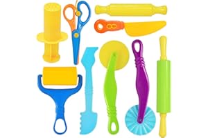 LINYIJOY 9 Teiliges Knetwerkzeug Set, Plastilin Werkzeuge Knete Spielzeug mit Robusten Knetwerkzeugen, Knete Zubehör Play doh Zubehör Kinetic Sandzubehör Robuste Knetwerkzeuge Für Kreatives Spielen