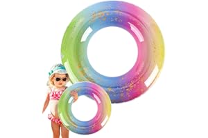 HILEYU 27,5 cala pierścień pływacki dla dzieci z cekinami nadmuchiwana boja pływacka, boja pływacka, rurka do basenu, dekoracje imprezowe