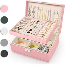 Boîte à Bijoux YOCOLE 2 Niveaux - Cuir PU | Serrure Et Clé | Rangement Bagues, Colliers, Boucles D'Oreilles