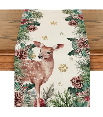 Artoid Mode Rode rendieren Kerst Placemats Set van 4, Ronde 37cm Seizoensgebonden Winter Winter Xmas Vakantie Vintage Wasbare Tafelmatten