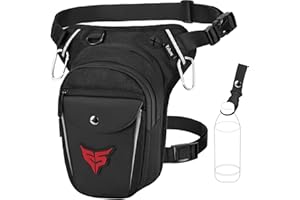 Eshow Pernera Moto Ampliable, Riñoneras con Portabotella y Tira Reflectante para Hombre y Mujer, Bolsa Pierna para Ciclismo Montañismo Viajes Senderismo Trabajo Camping Escalada Negro