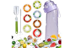 TOMTARY Air Water Bottle with 7 Flavour Pods, BPA Free Drinking Bottles with Flavour Pods and 2 Brush, Fruit Fragrance Scented Taste Pods Drink Accessories for Gym Sports Outdoor