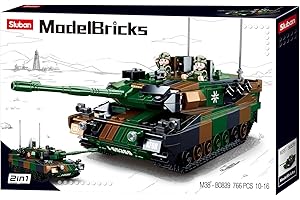 Sluban- Modelbricks-Leopardo 2a5 Main Battle Tank 2in1, Multicolore, M38-B0839