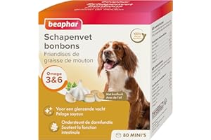 Beaphar Cukierki z tłuszczu owczosnkowego, mini 245 g, smaczna przekąska dla małych psów z czosnkiem, uczy trawienia, omgega 3 i 6 kwasów tłuszczowych dla lśniącej sierści