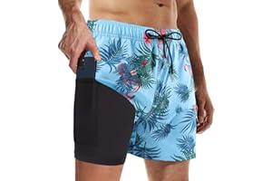 Suwangi Shorts de Bain Homme Short de Bain Surf Pantalon Court de Sport Plage Maillot de Bain à séchage Rapide