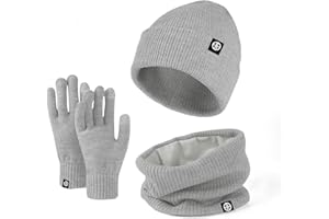 Enwokran Berretto Beanie Set di Guanti Sciarpa Cappello, 3 Pezzi Invernale Termico Berretto Caldo Scaldacollo Touch Screen Guanti per Uomo Donna Attività All'aperto