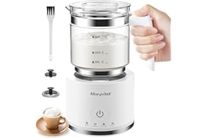 Morpilot Mousseur à Lait Électrique 4 en 1, 500ml 600W Grande Capacité Emulsionneur de Lait Divisé en Verre à Mousse de Lait Chaude et Froide et Lait Chaud, Milk Frother pour Cappuccino Macchiato