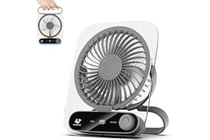 Simpeak Ventilateur USB Silencieux 199 Vitesses Réglables Mini Ventilateur Portable Suspendu Ultra-Mince Bureau pour Maison, Bureau, Extérieur - 3000mAh Rechargeable,Gris