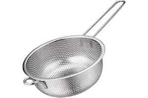 Space Home - Colino a Rete - Scolapasta con Manico in Silicona Antiscottatura - Setaccio a Rete in Acciaio Inox - 16 cm