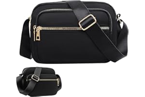 KEYRI Borsa a Tracolla da Donna in Nylon con 4 Scomparti Capienti Borsetta Moda Borse Spalla Crossbody Bag Borsa impermeabile per telefoni cellulari Shopping Viaggio Sacchetto Borsello