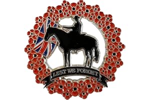 UORRHAW Red Poppy Badges Pins Union Jack Flag Lest We Forget Remembrance Day Veteran Solider Horse Brooch Memorabilia