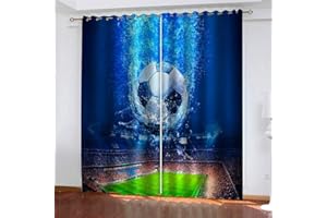 CTQTZ Football Thème Rideaux occultants sous-Marin Football Rideaux avec Oeillets 184x214 cm (Largeur x Hauteur) Lot de 2 Rideau occultant à Oeillets pour Chambre d'enfant