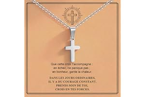 GAMTIC Collier Croix Chretienne Enfant Ados - Collier Acier Inoxydable Pendentif Croix Chaine Réglable Bijoux Catholique Cadeau Pâques Paptême 1er Communion Confirmation Anniversaire pour Filles Garçons