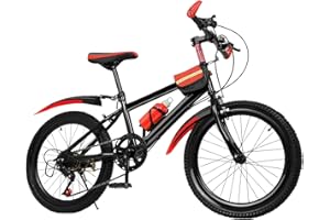 Coniaio 20 Zoll Kinderfahrrad, 7 Gang Mountainbike Rot mit Schutzblech, Upgraded Jugendrad Kohlenstoffstahl Rad Mountainbike Von 8-13 Jahren, Tragfähigkeit 85kg
