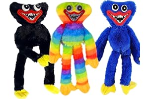 PIUCRTY 3 Pcs Wuggy Peluche Playtime Doll Big Smiling Buggy Gris Plushie Toy Cute Friendly Figure Calendario de Adviento Juego Terror Navidad Juguete Halloween Cumpleaños Regalo Niños 15.7 Inch