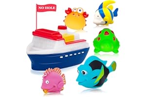QLKYTALA Baby Toy Toddler Bath Toys - Pool Toys For 1 2 3 Year Old Boys Girls 1st Birthday Gifts Mould Free Fish Bathtub Toy For 6 7 8 9 10 11 12 Months Water Table Accessories For Children