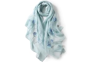 Anvevkn Women's Silk Embroidered Scarf Lightweight Shawls and Wraps for Weddings Fashion Elegant Pashmina Shawl Embroidered Scarves
