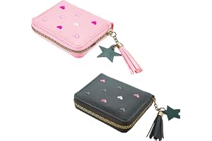 2 styck Snygga plånböcker för damer, PU-läder mini plånbok för barn tonåringar flickor kvinnor Svart
