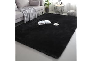 lekeplus Rugs Living Room Large Rugs Bedroom Anti Skid Rug Shaggy Soft Rug for Living Room Bedroom Play Area Kids Room Luxury Decorative(Black 80x160cm)